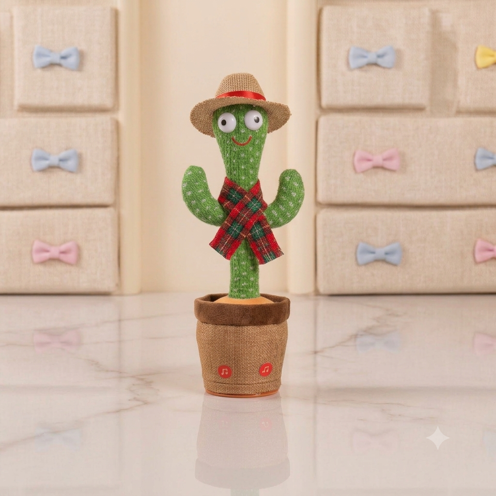 Dancing & Talking Cactus Toy With Hat & Muffler