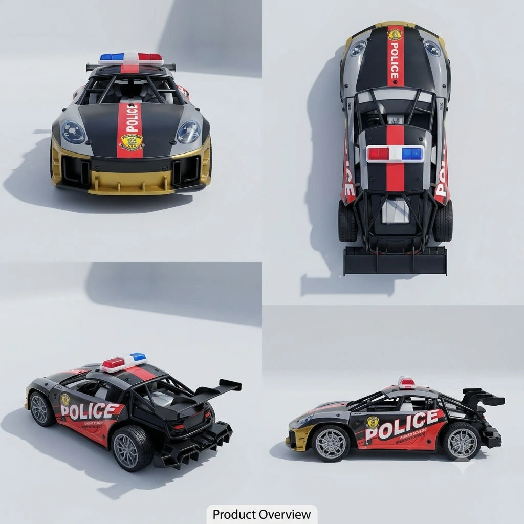 Police Porsche 911 RC Sports Drift Car – 4WD High-Speed Remote Control Drift Car for Kids