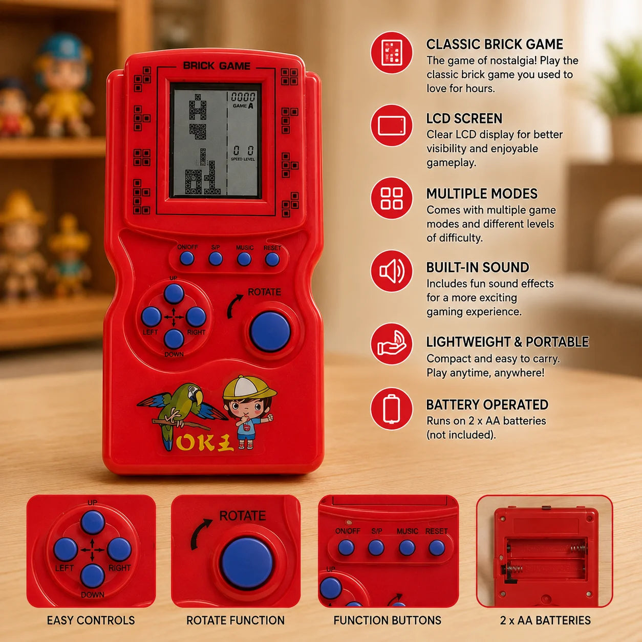 Wisdom Game Classic Brick Game – Portable LCD Handheld Game Console
