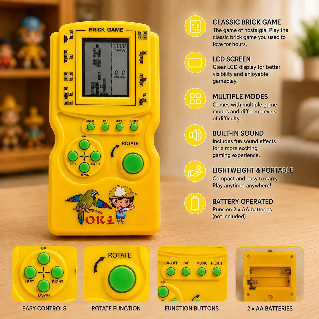 Wisdom Game Classic Brick Game – Portable LCD Handheld Game Console