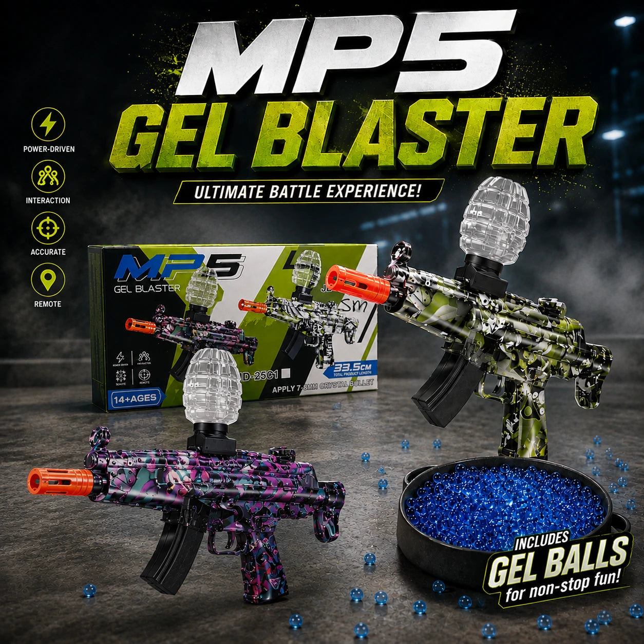 MP5 Gel Blaster Toy Gun For Kids – Gel Ball Blaster with 7–8mm Water Beads