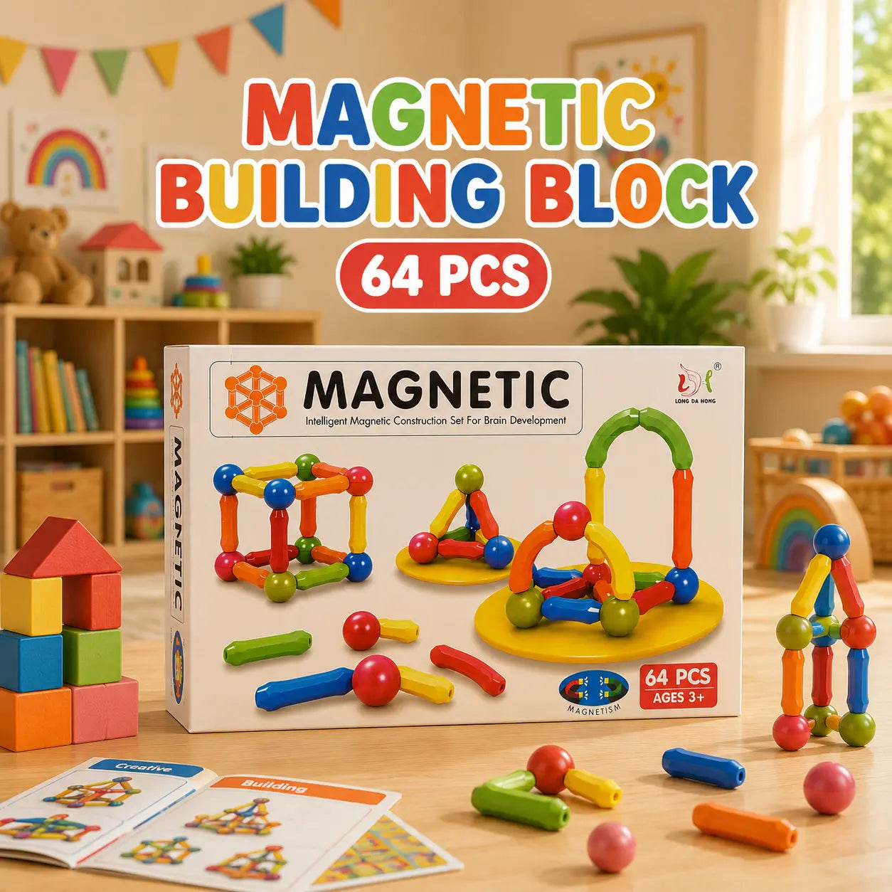 Magnetic Building Blocks Set – Creative STEM Construction Toy for Kids