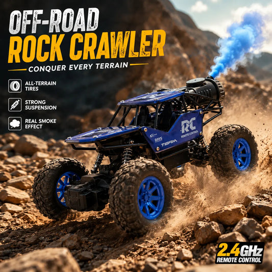 RC Rock Crawler Off-Road Metal Car with Smoke Effect - 2.4GHz