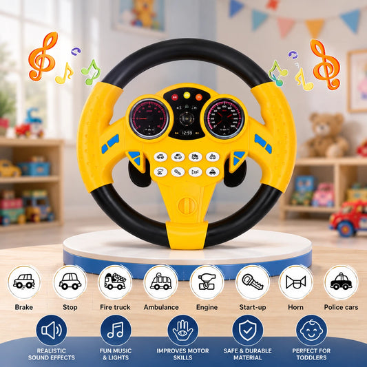 Interactive Multi-Functional Steering Wheel Toy with Lights & Sounds For Kids