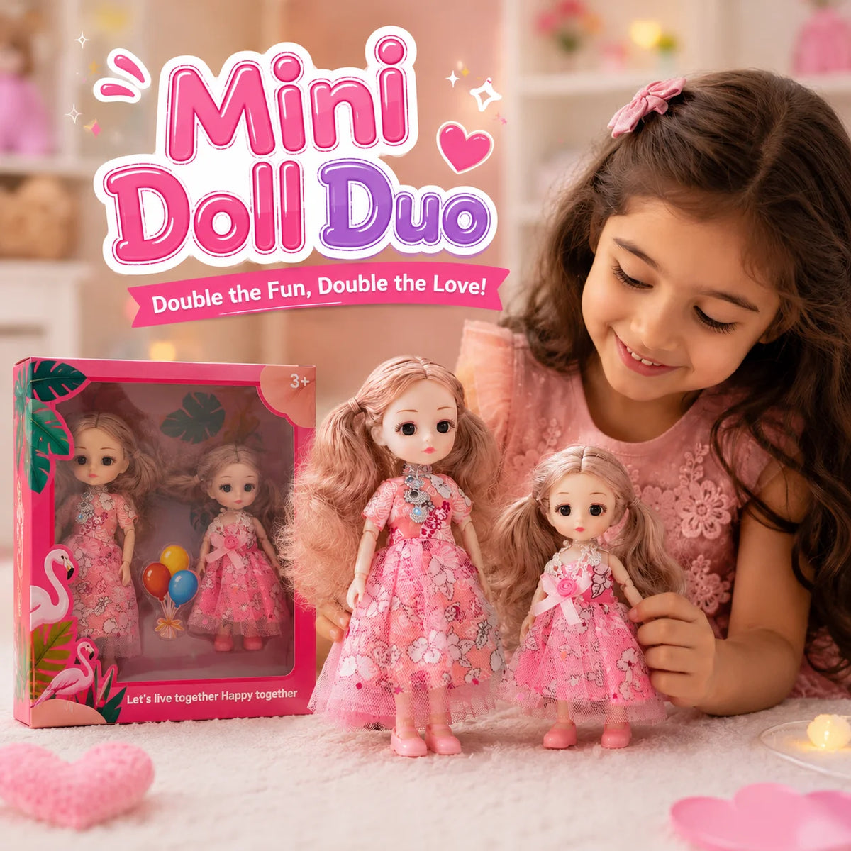 Mini Doll Duo – 2-Piece Fashion Doll Set for Girls