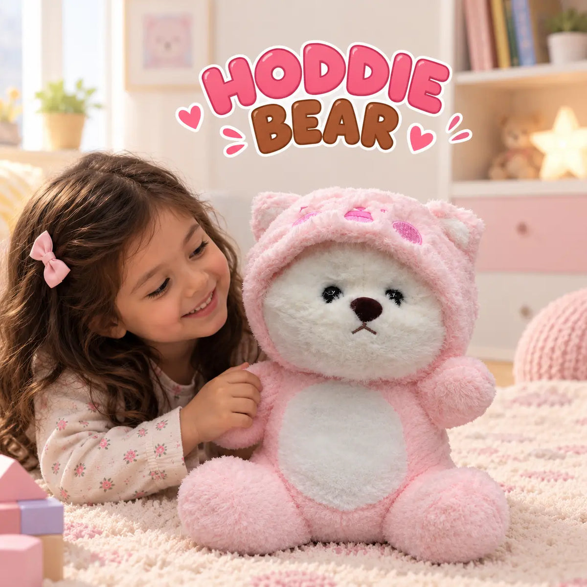 Cute Teddy Bear Plush Toy for Kids – Soft Furry Teddy Bear with Adorable Hoodie