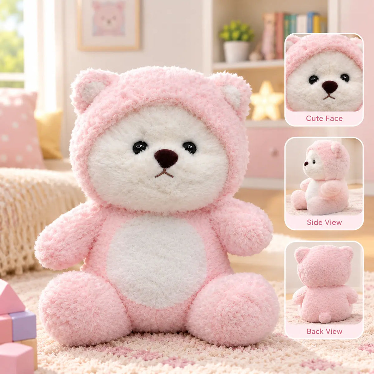 Cute Teddy Bear Plush Toy for Kids – Soft Furry Teddy Bear with Adorable Hoodie