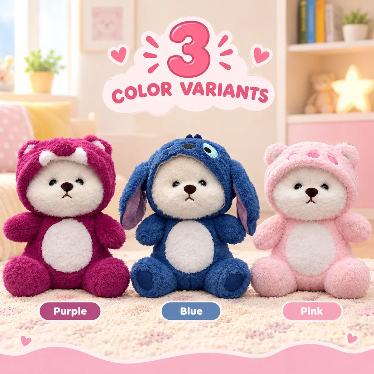 Cute Teddy Bear Plush Toy for Kids – Soft Furry Teddy Bear with Adorable Hoodie