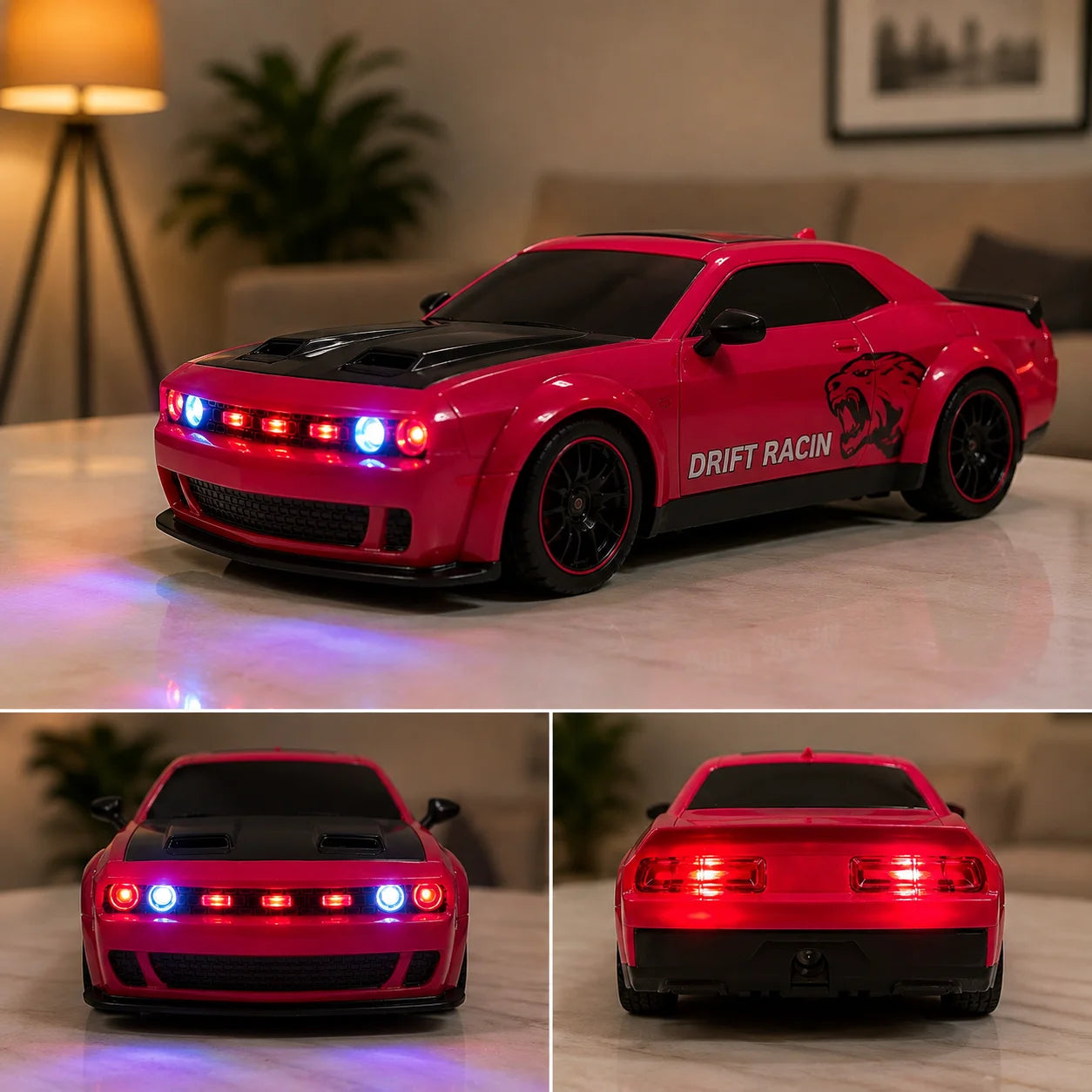 Mustang RC Sports Car – Drift Racing Car with LED Lights & Smoke Effect