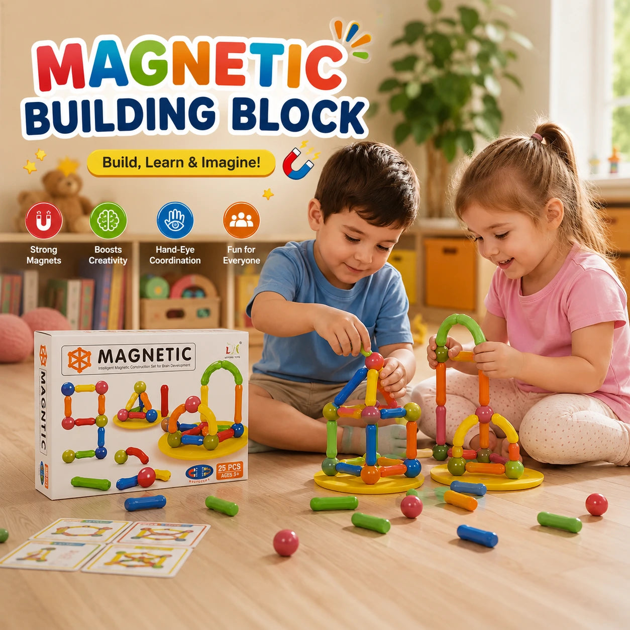 Magnetic Building Blocks Set – Creative STEM Construction Toy for Kids