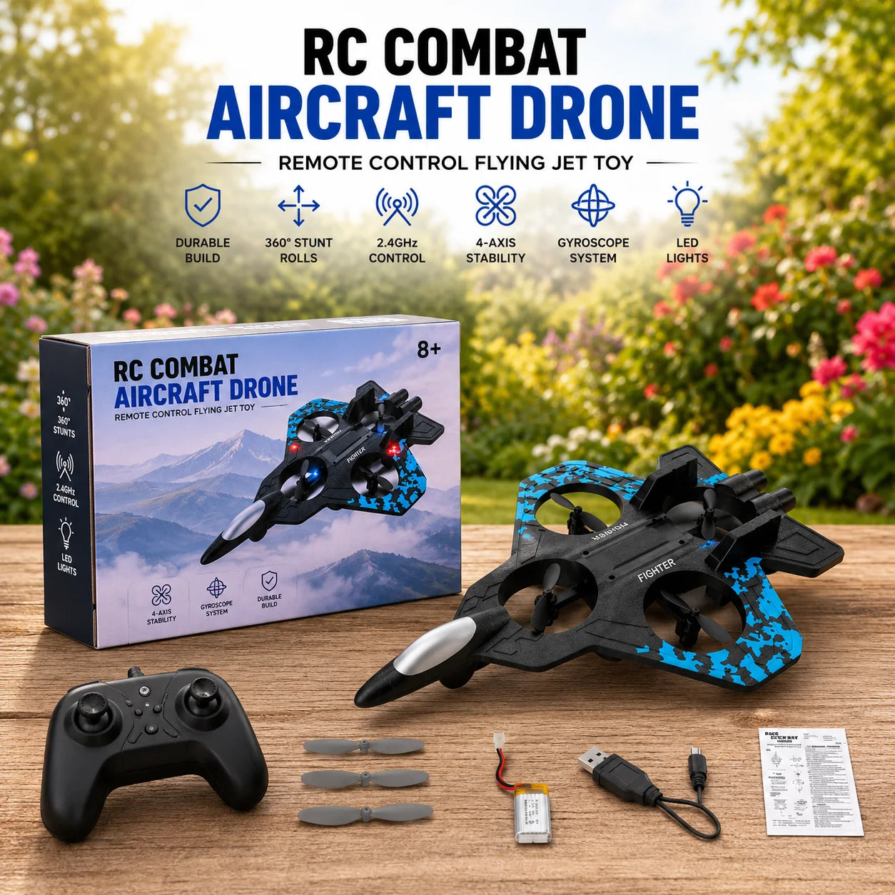 RC Combat Aircraft Drone – Remote Control Flying Jet Toy for Kids