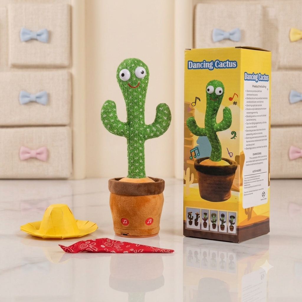 Dancing & Talking Cactus Toy With Hat & Muffler