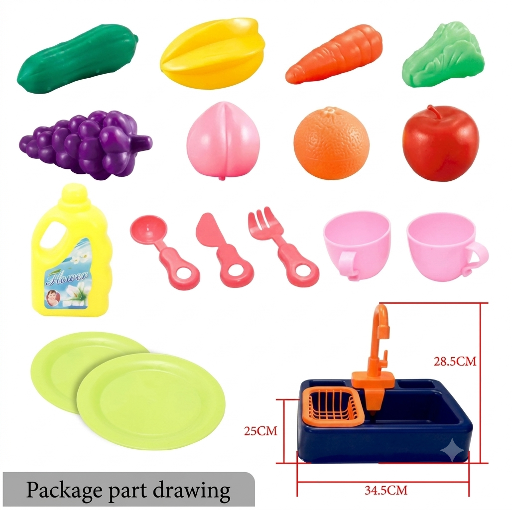 Kitchen DishWasher Sink Playset With Water Tap