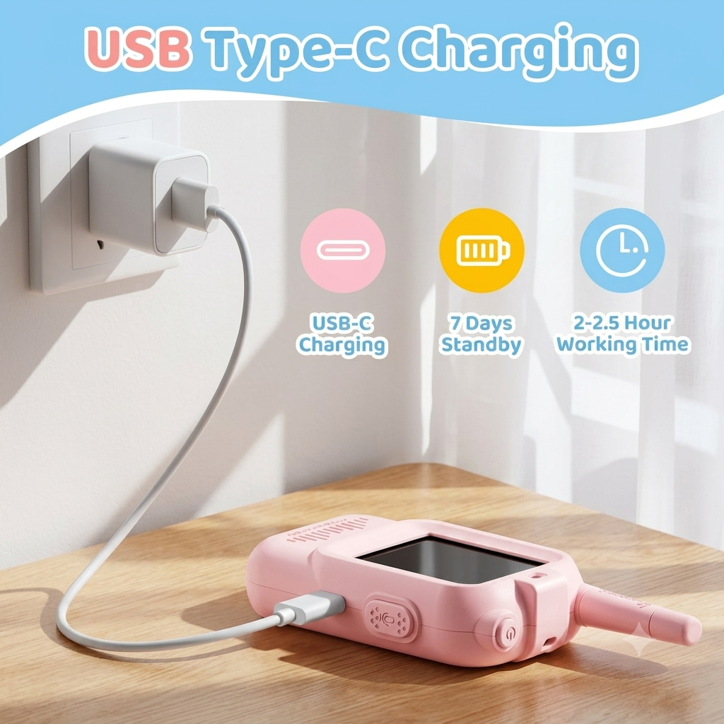 Rechargeable Video Walkie Talkie Set For Kids (2Pcs)
