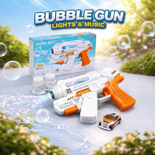 Bubble Maker Machine Gun Toy For Kids – Light Up Musical Bubble Blaster